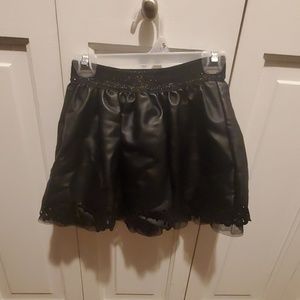 Little girls leather-like and chiffon skirt